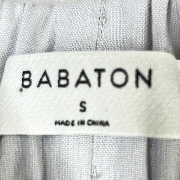 Babaton Aritzia Day Linen Pants Blue S Drawstring Waist Straight Leg Casual Crop - Picture 3 of 13